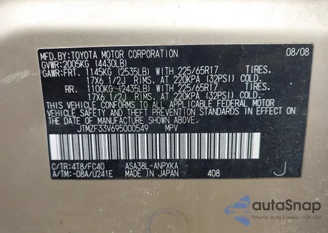 2009 Toyota Rav4 z USA, uszkodzony, nr VIN JTMZF33V695000549